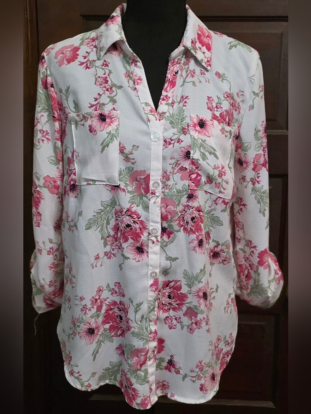 kathy ireland Pink Floral Button-Down Shirt